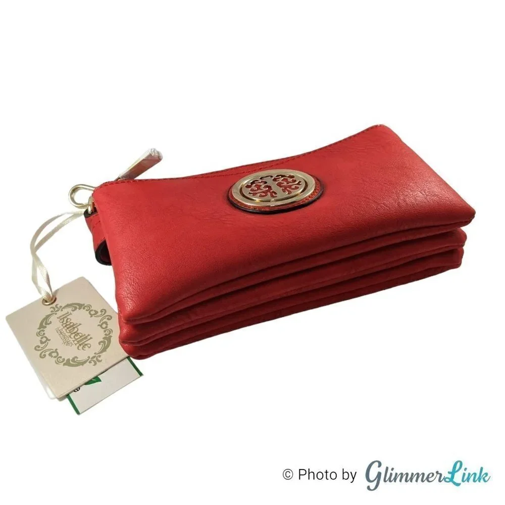 NWT Isabelle Red Vegan Crossbody Clutch Bag - Picture 8 of 14